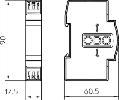 Mbrojtës mbitensioni OBO Bettermann FLD 24, 19VAC 28VDC, 5kA, gri
