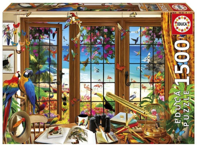Puzzle Educa Bird Watcher's Window, 1500 copa, 85 x 60 cm, shumëngjyrësh