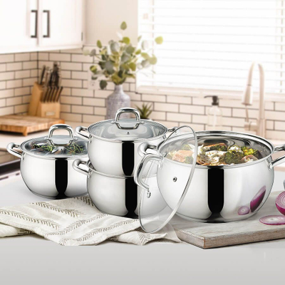 Set tenxherësh Maestro MR 3515-8, 8 pjesë, çelik inox, argjendtë