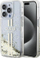 Kuti mbrojtëse Guess Liquid Glitter Gold Stripes për iPhone 15 Pro, e fortë, transparente