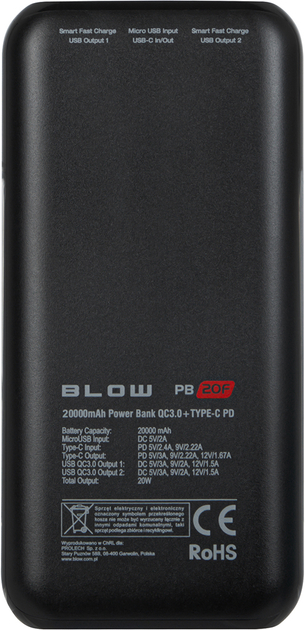 Power bank PB20F, 20000mAh, PD 20W, i zi