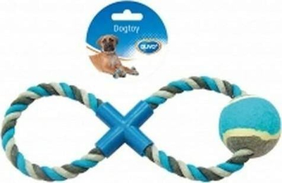 Lodër për qen Duvo+ Rope Figure Eight me top, 28cm, shumëngjyrëshe