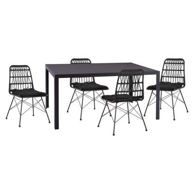 Set ngrënieje për ambient të jashtëm Ofer 5-pjesësh (HM21029), gri/ zezë