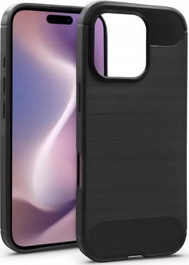Mbulesë silikoni Carbon Case për iPhone 16 Pro, kundra goditjeve, e zezë