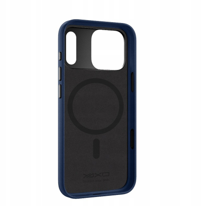 Mbulesë telefoni YAXO Leather Gear Slim Case për iPhone 17 Pro, MagSafe, lëkurë eko, blu