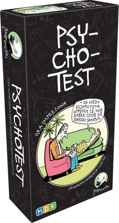 Lojë shoqërore Psychotest MDR, party game, me figura tallëse shumëngjyrëshe