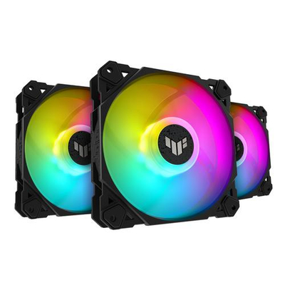 Ventilatorë ASUS TUF Gaming TF120 ARGB, set 3x120mm, me kontrollues ARGB, të zinj