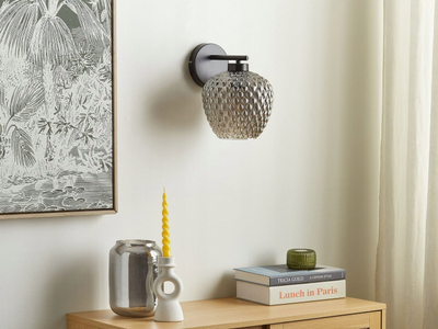 Lampë muri Beliani Modern, metal, xham i tymos gri
