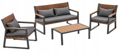 Set mobilje kopshti Esti&Esta Texas, 4 pjesë, alumini polyrattan, gri grafit