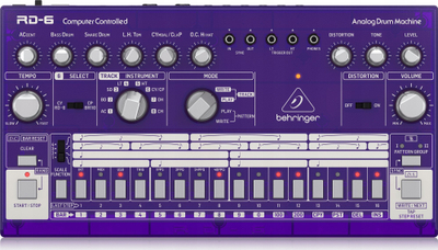 Drum machine Behringer Rhythm Designer RD-6, analoge, MIDI USB, vjollcë transparente