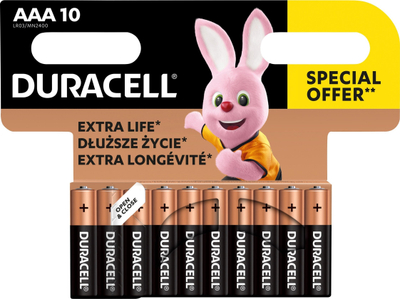Bateri alkaline Duracell AAA LR03, set 10 copë
