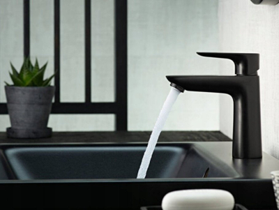 Rubinet lavamani Hansgrohe Talis E 110 CoolStart, miksues njëdorësh, me set shkarkimi, i zi mat
