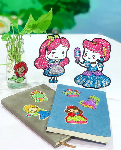 Set artizanal Askato Diamond Sticking Princesses, 14 modele, gurë dekorativë me ngjyra