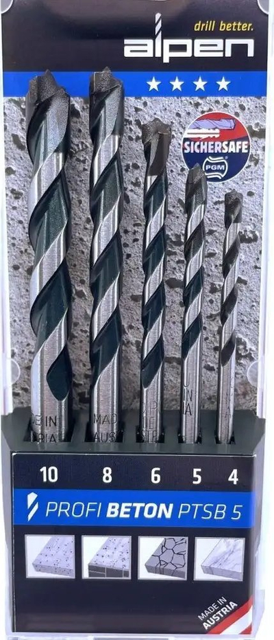 Set stërvilash për beton Alpen 22700222100, tungsten karbide, gri