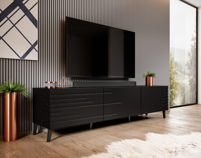 Komodinë TV Cama Meble Nova, MDF, 40x48x186cm, e zezë
