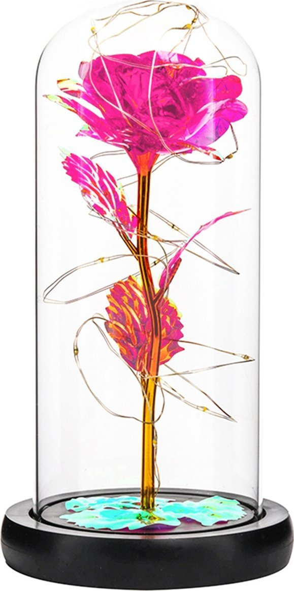 Trëndafil dekorativ AG776A Eternal Rose, kupolë qelqi, LED RGB, rozë
