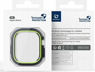 Mbrojtëse ore Dux Ducis Bamo për Apple Watch Ultra 49mm, plastike e fortë, kornizë e ngritur, zi jeshile