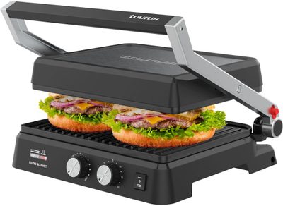Grill elektrik Taurus Bistro Gourmet, 2600W, pllaka të palosshme, i zi