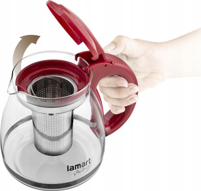 Çajnik LAMART LT7074, 1.5L, xhami, i kuq