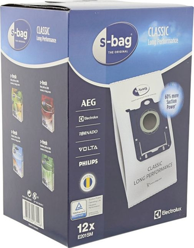 Qese për fshesë me korent Electrolux E201SM Classic Long Performance, s-bag, 12 copë