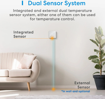 Termostat për ngrohje elektrike në dysheme Meross Smart Wi-FI 