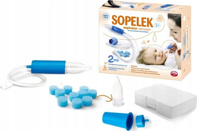 Aspirator nazal Sopelek 3+, për bebi, me vakum, blu
