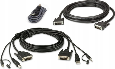Kabllo KVM ATEN 2L-7D02UDX3, DVI-D Dual Link, USB audio, 1.8m, e zezë