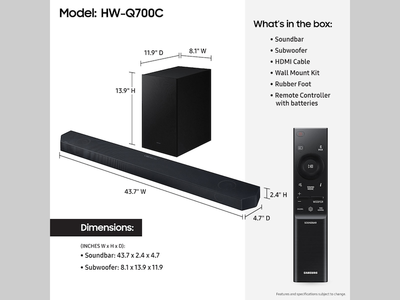 Soundbar-Subwoofer Samsung HW-Q700C/EN, 320W 3.1.2CH, bluetooth wireless