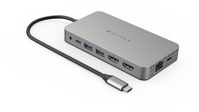 Hub HyperDrive Dual 4K HDMI 10‑në‑1 USB‑C, ngjyrë argjendtë