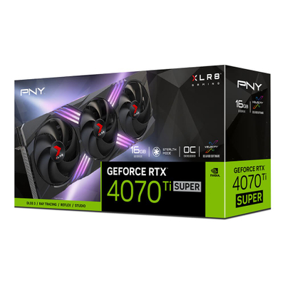 Графичка картичка PNY GeForce RTX 4070 Ti Super XLR8 Gaming Verto, 16GB GDDR6X, RGB, црна