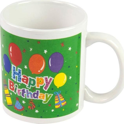 Filxhan qeramike Party Happy Birthday, 300ml, dizajn me balona, jeshil