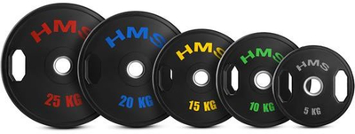 Сет тегови HMS, 10 парчиња, 150kg, челик со гумена обвивка