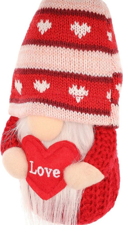 Figurinë dekorative Saska Garden Gnome With Heart Love, 19 cm, për Shën Valentin