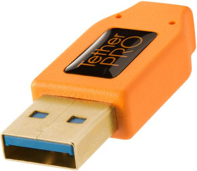 Kabllo Tether Tools TPro USB 3.0 Micro B me kënd djathtas, 4.6m, portokalli