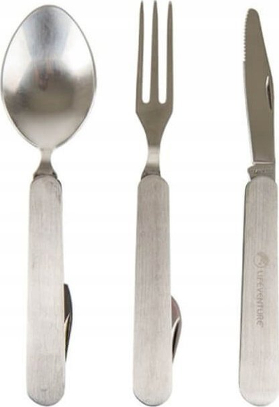 Set takëmi palosës Lifeventure Folding Cutlery Set, çelik inoks, argjendtë