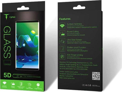Xham mbrojtës T-phox 5D Glass për iPhone 12 Pro Max, 6.7", fortësi 9H, kornizë e zezë