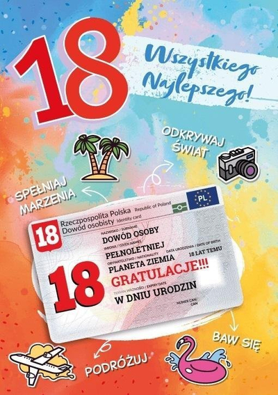Kartolinë ditlindje LTK Birthday Card 18, formati B6, për 18 vjet