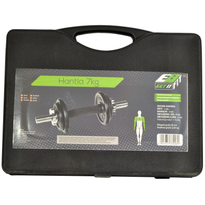 Hantel dore EB Fit prej gize, 7 kg, e rregullueshme, e zezë