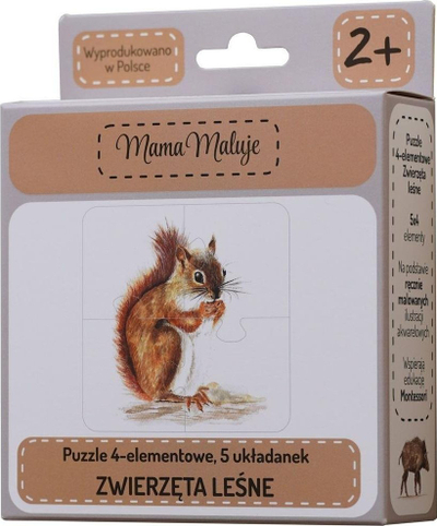 Puzzle edukativ Mom Paints Forest Animals, set 4 puzzle, 4 pjesë secila, shumëngjyrësh