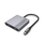 Adapter USB Type C Gembird 3 në 1, HDMI, USB 3.2, gri metalik