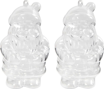 Set dekorativ Creotime Deco Santa Claus, 2 figura, plastik transparente