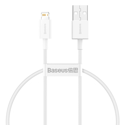 Kabllo USB Baseus CALYS-02, USB-A në Lightning, 0.25 m, e bardhë