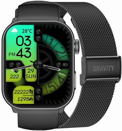 Ora inteligjente Gravity GT28-1, ekran 1.3", Bluetooth, rrip gome i zi 22mm