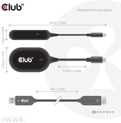Kit transmetimi pa tela USB C në HDMI Club 3D, Full HD, 25m, me docking station dhe USB hub