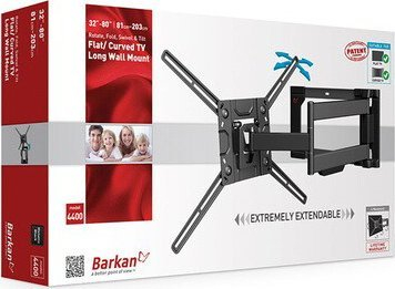 Ѕиден држач за телевизор Barkan BM443LP, 13"-83", 50kg, VESA 600x400, црн