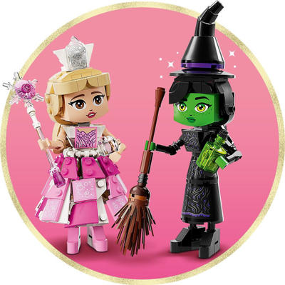 Set figurina ndërtuese Elphaba dhe Glinda, lodra koleksionare, shumëngjyrëshe