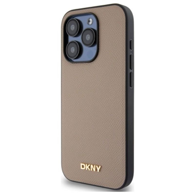 Futrollë telefoni DKNY Beowe, iPhone 15 Pro Max 6.7", MagSafe, bezhë