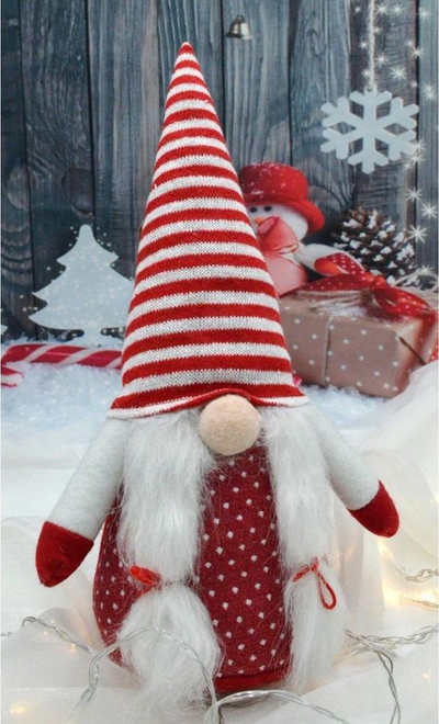 Декоративна фигура Саска Божиќ стоечко гномче, 35 cm, бела црвена розова