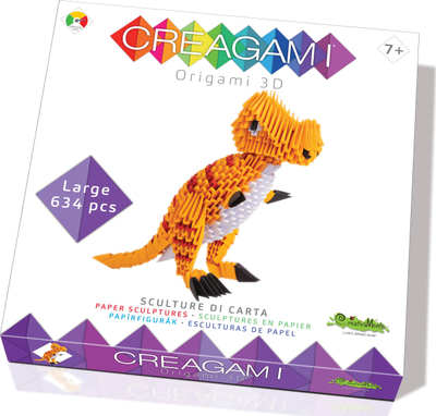 Set origami 3D Creagami T-Rex, 634 copa, Large, shumëngjyrësh