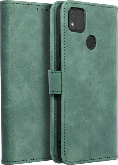Këllëf telefoni Forcell Tender Book për Xiaomi Redmi 9C, tip portofol, lëkurë eco, jeshil
